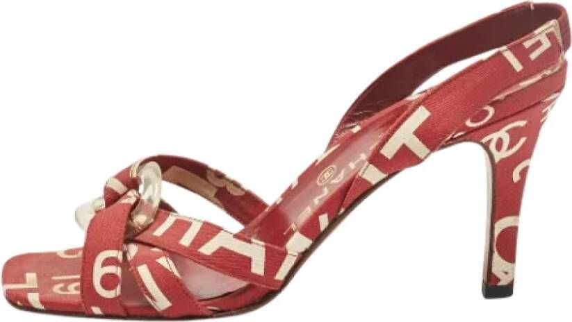 Chanel Vintage Pre-owned Canvas sandals Red Dames