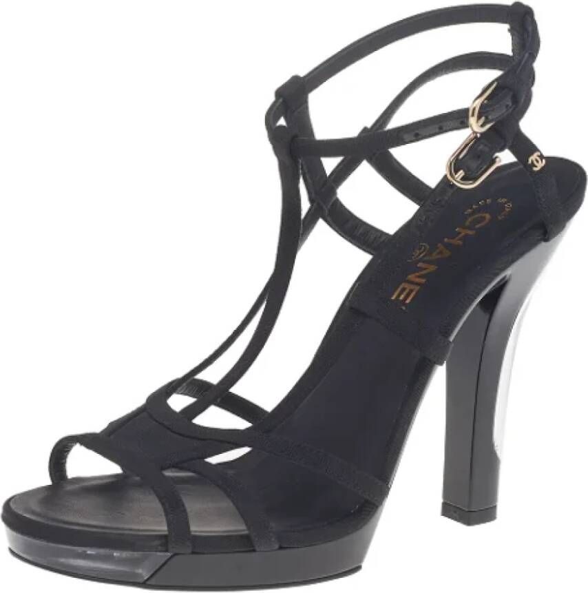 Chanel Vintage Pre-owned Fabric sandals Black Dames