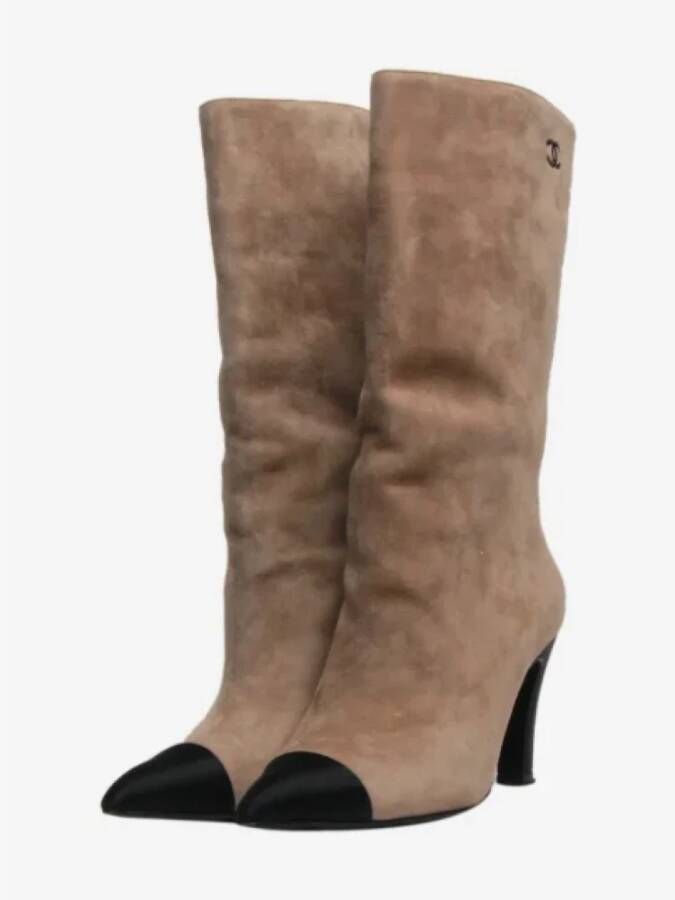 Chanel Vintage Pre-owned Leather boots Beige Dames