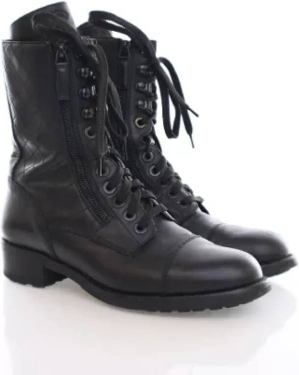 Chanel Vintage Pre-owned Leather boots Black Dames