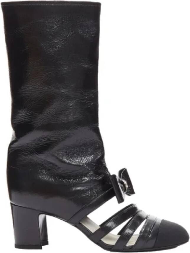 Chanel Vintage Pre-owned Leather boots Black Dames