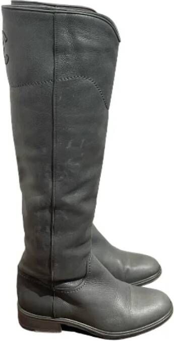 Chanel Vintage Pre-owned Leather boots Gray Dames