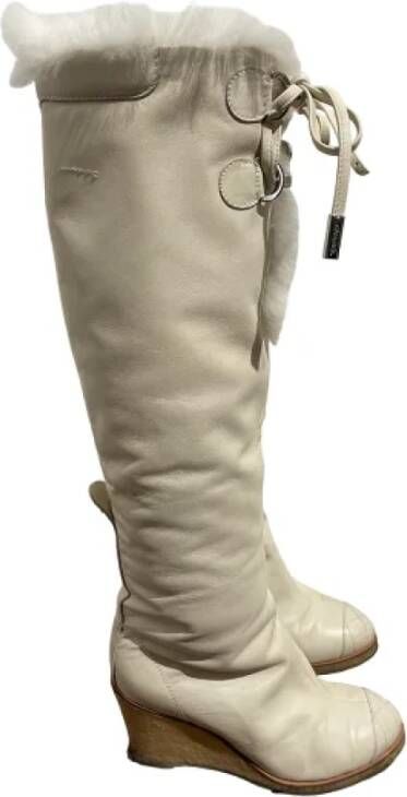 Chanel Vintage Pre-owned Leather boots White Dames