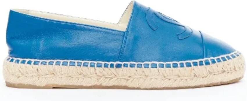 Chanel Vintage Pre-owned Leather espadrilles Blue Dames