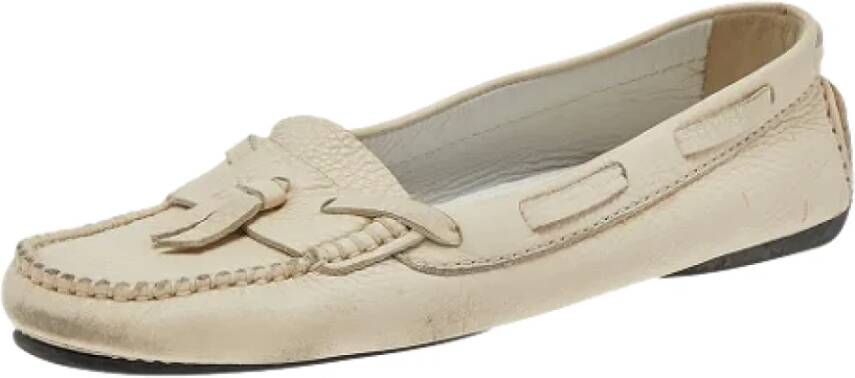 Chanel Vintage Pre-owned Leather flats Beige Dames