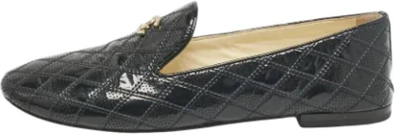 Chanel Vintage Pre-owned Leather flats Black Dames