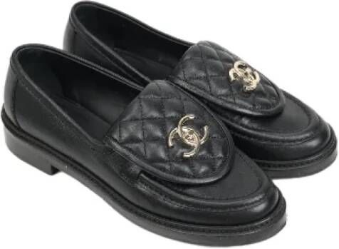 Chanel Vintage Pre-owned Leather flats Black Dames