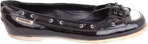 Chanel Vintage Pre-owned Leather flats Black Dames