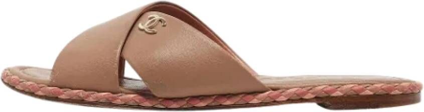 Chanel Vintage Pre-owned Leather flats Brown Dames