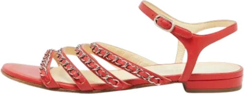 Chanel Vintage Pre-owned Leather flats Red Dames