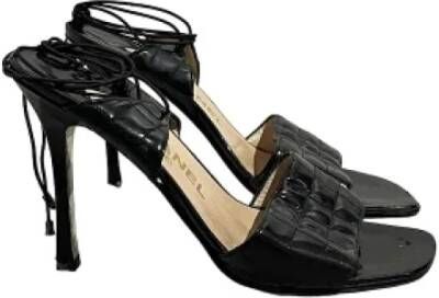 Chanel Vintage Pre-owned Leather sandals Black Dames