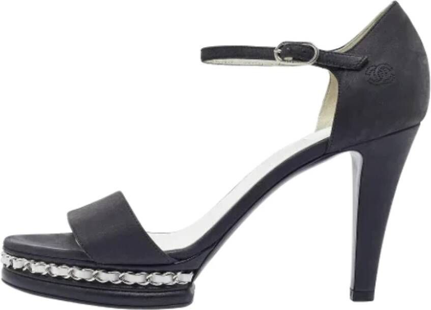 Chanel Vintage Pre-owned Leather sandals Black Dames