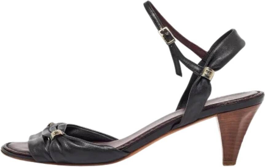 Chanel Vintage Pre-owned Leather sandals Black Dames