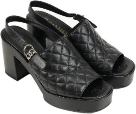 Chanel Vintage Pre-owned Leather sandals Black Dames