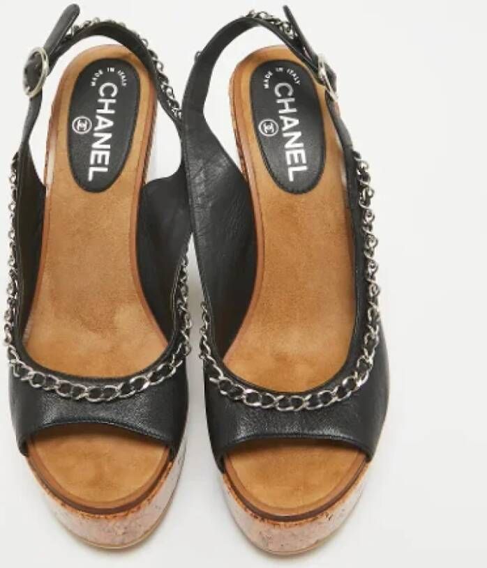 Chanel Vintage Pre-owned Leather sandals Black Dames