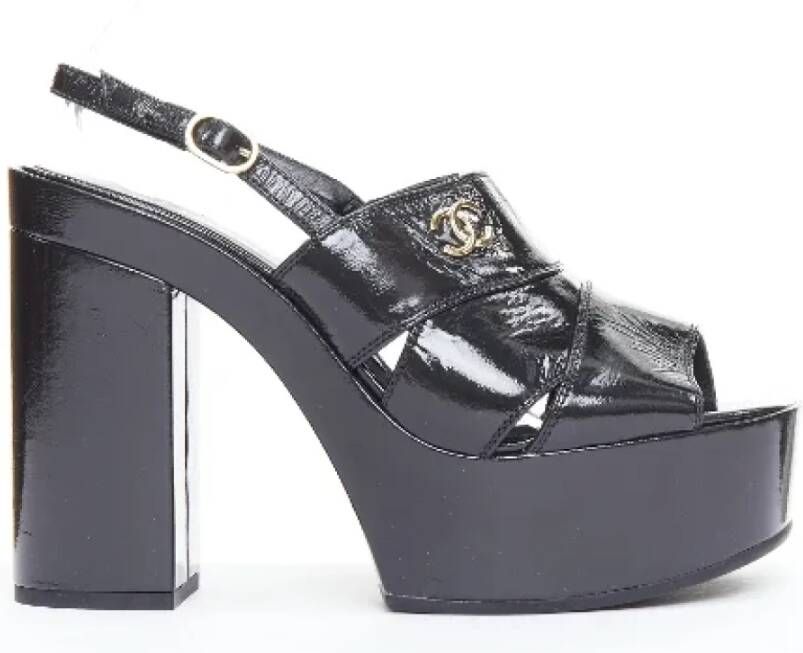 Chanel Vintage Pre-owned Leather sandals Black Dames