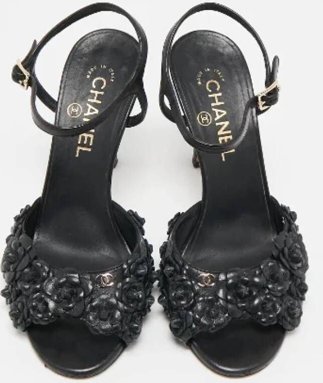 Chanel Vintage Pre-owned Leather sandals Black Dames