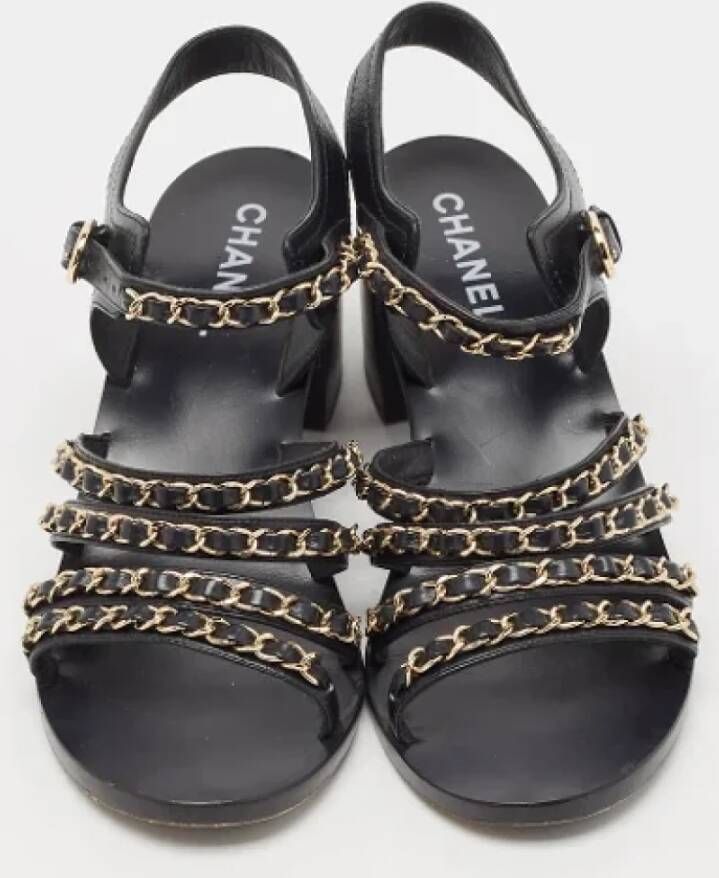 Chanel Vintage Pre-owned Leather sandals Black Dames