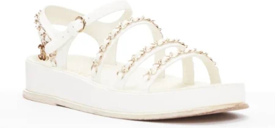 Chanel Vintage Pre-owned Leather sandals White Dames