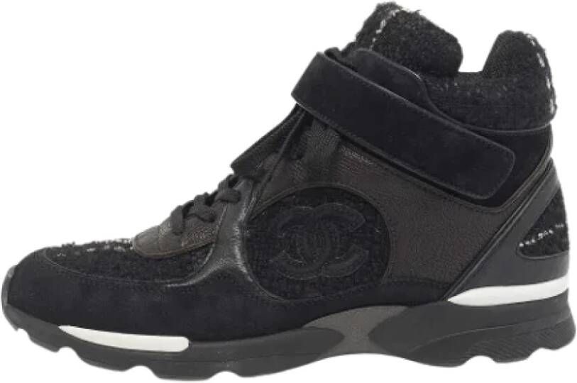 Chanel Vintage Pre-owned Leather sneakers Black Dames