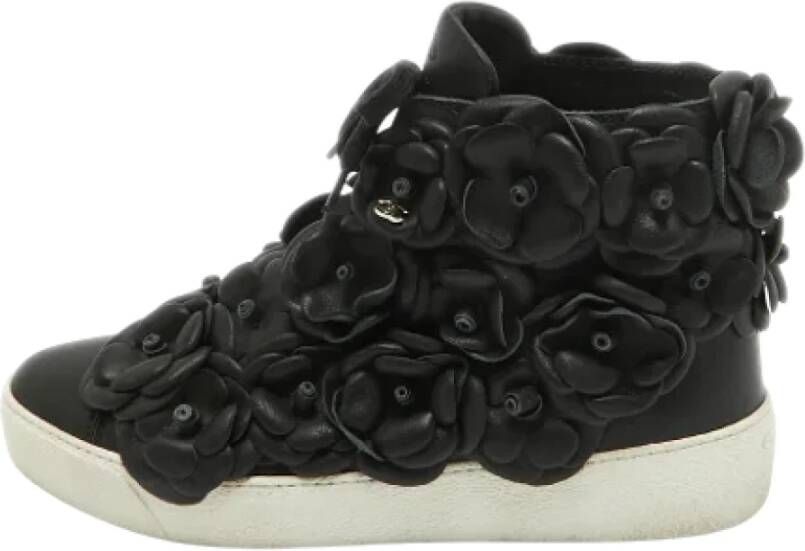 Chanel Vintage Pre-owned Leather sneakers Black Dames