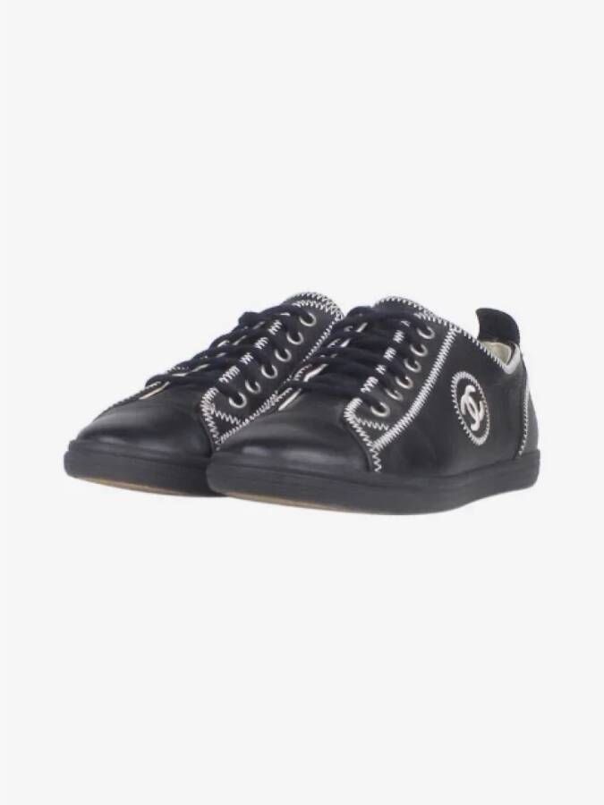 Chanel Vintage Pre-owned Leather sneakers Black Dames