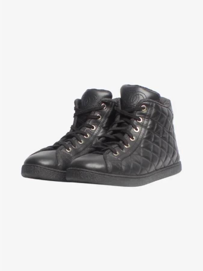 Chanel Vintage Pre-owned Leather sneakers Black Heren