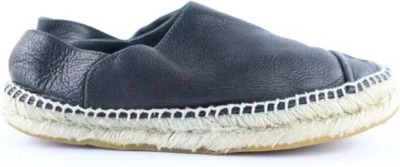 Chanel Vintage Pre-owned Platte Leren Espadrilles Black Dames