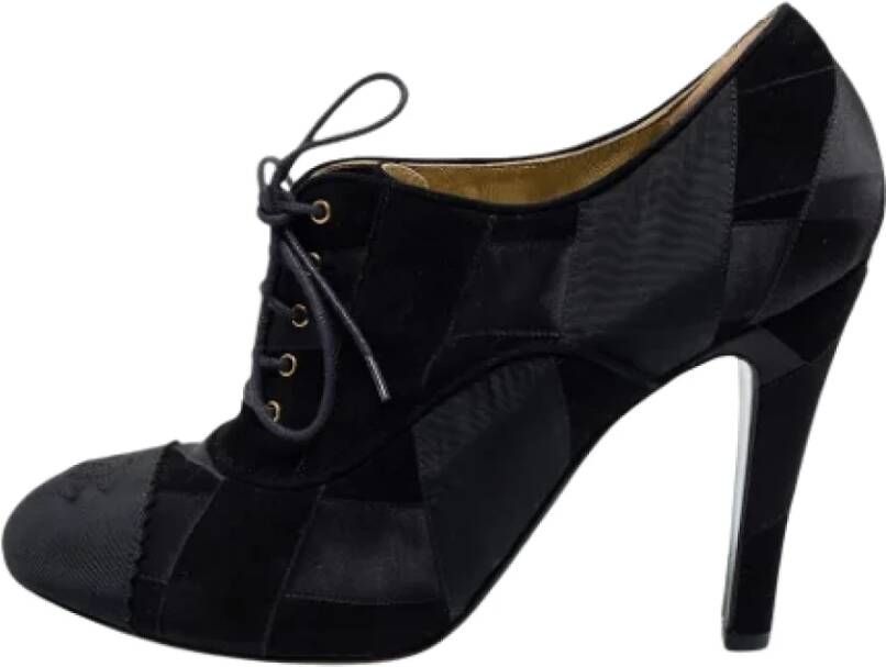 Chanel Vintage Pre-owned Satin boots Black Dames