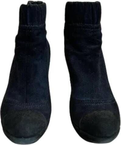 Chanel Vintage Pre-owned Suede boots Blue Dames