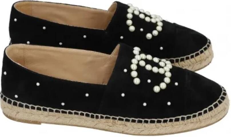 Chanel Vintage Pre-owned Suede espadrilles Black Dames