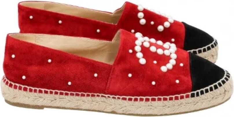 Chanel Vintage Pre-owned Suede espadrilles Red Dames