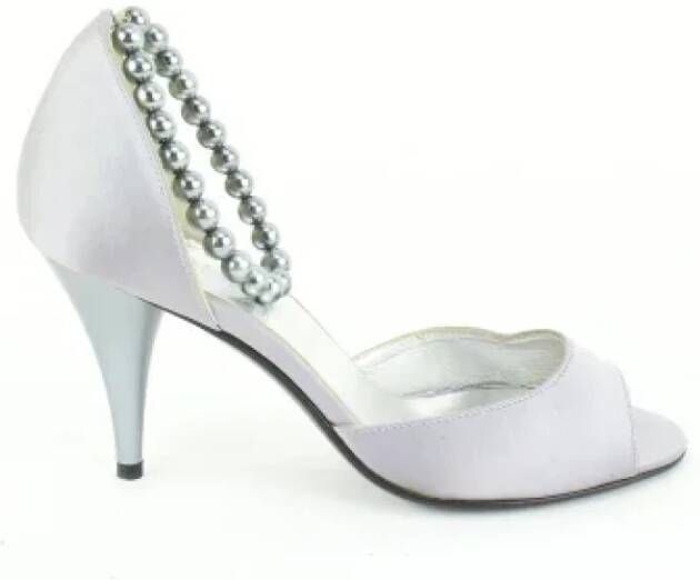 Chanel Vintage Stijlvolle Stoffen Sandalen White Dames