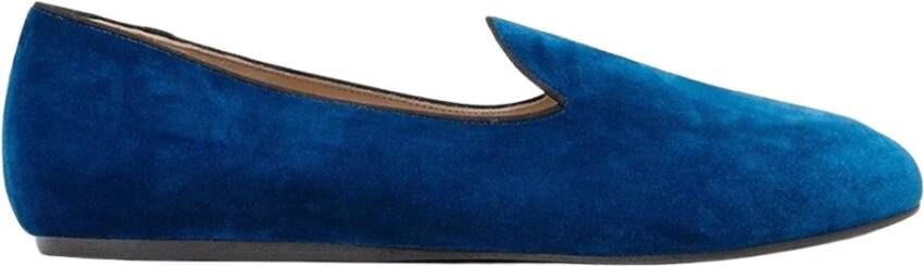 Charles Philip Shanghai Blauwe Velvet Mocassins Blue Dames