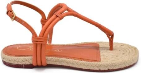 Charlotte Olympia Oranje Leren Platte Sandalen Orange Dames