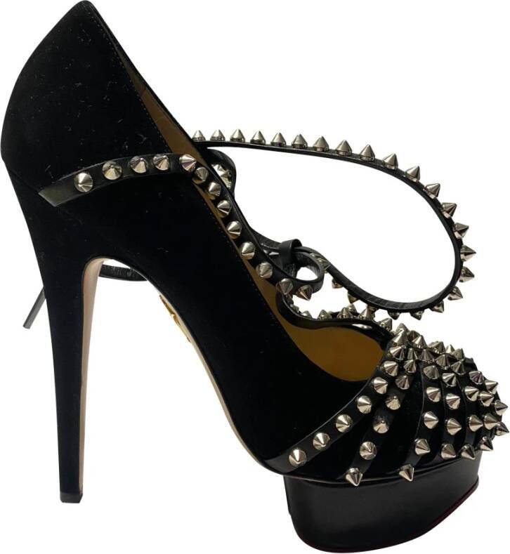 Charlotte Olympia Studded Zwarte Suède Platform Pumps Black Dames