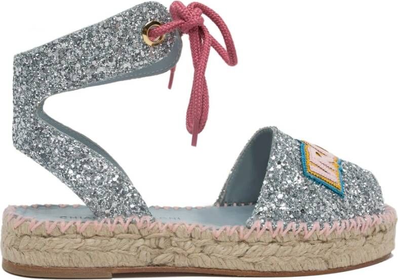 Chiara Ferragni Collection Zilveren Espadrilles voor Stijlvolle Zomerlook Gray Dames