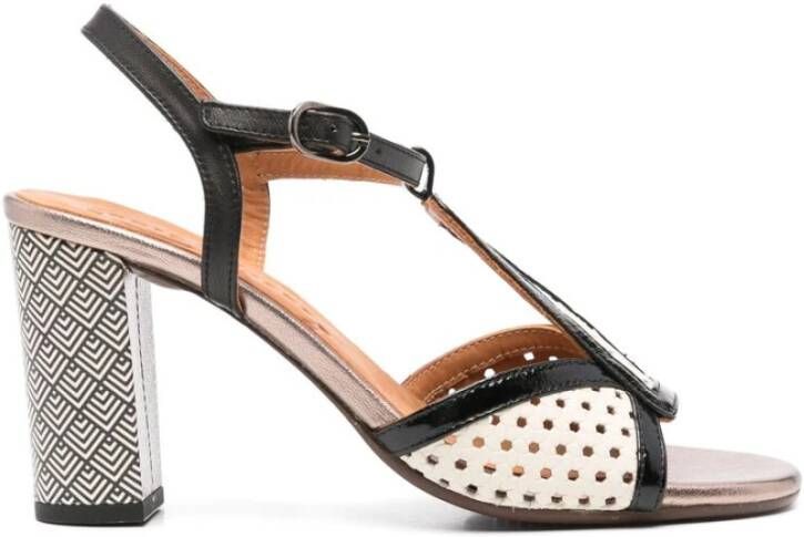 Chie Mihara Beige Gesp Enkelband Blokhak Schoenen Black Dames