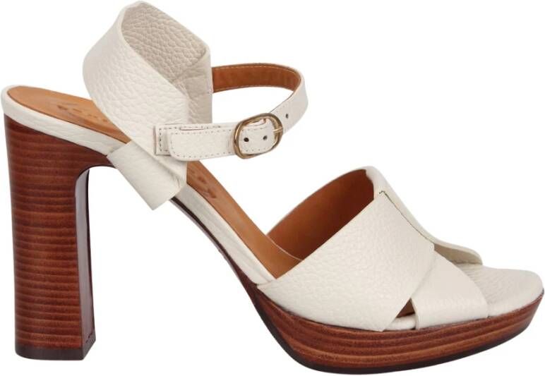 Chie Mihara Blokhak Gesp Enkelband Sandalen Beige Dames