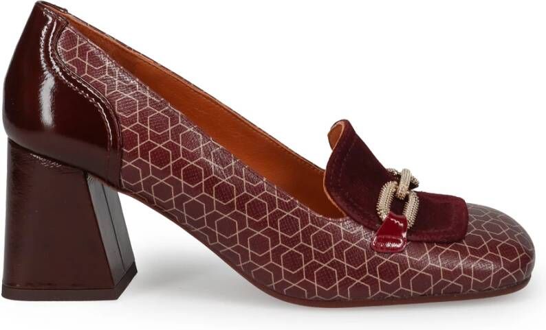 Chie Mihara Bordeaux Platte Schoenen Geometrisch Patroon Red Dames