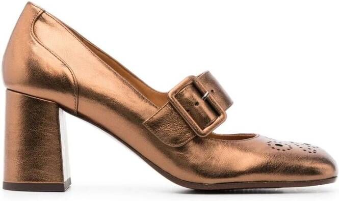 Chie Mihara Bronzen Leren Pumps met Geperforeerde Details Yellow Dames