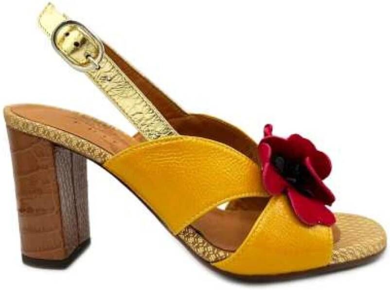 Chie Mihara Gelamineerde Leren Hoge Hak Sandalen Yellow Dames