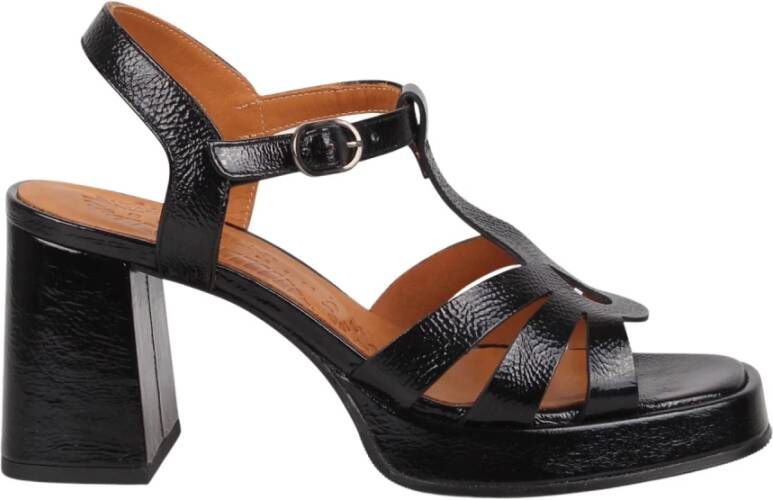 Chie Mihara Glanzende Afwerking Vierkante Teen Sandalen Black Dames