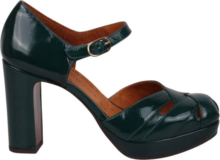 Chie Mihara Glanzende Ronde Neus Gevlochten Pumps Green Dames