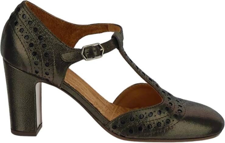 Chie Mihara IJzer Metallized Leren T-Strap Pumps Bruin Dames