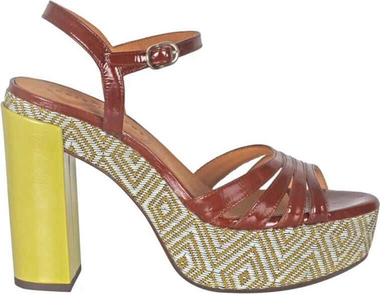 Chie Mihara Leren platform sandalen met ronde neus Multicolor Dames