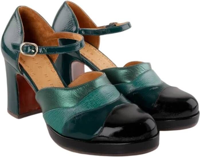 Chie Mihara Metallic Leren Hakken in Zwart en Groen Multicolor Dames