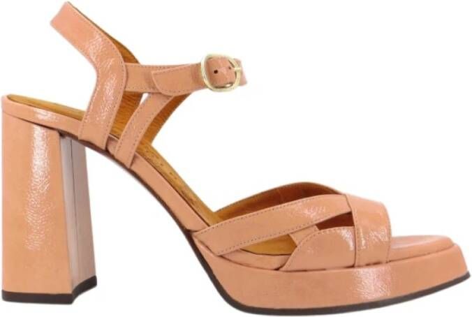 Chie Mihara Roze Lakleren Sandaal Beige Dames