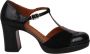 Chie Mihara Ruffle T-strap pumps met brede hak Black Dames - Thumbnail 1