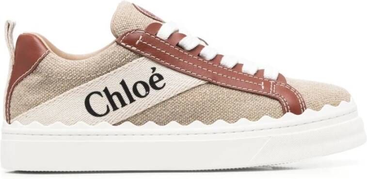 Chloé Sneakers van textuur linnen en kalfsleer White Dames